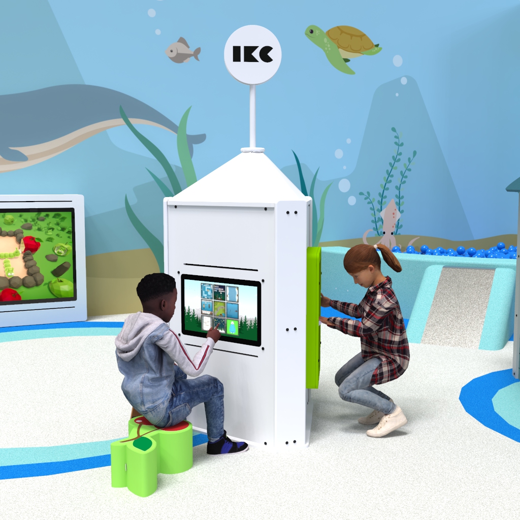 Это изображение показывает интерактивная игровые система Playtower touch white