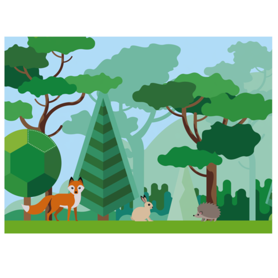 speelwand met bos thema en dieren voor kinderhoek