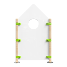 Hekwerk in de vorm van een huis voor kinderhoek | IKC Hekwerken